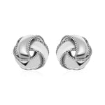 Textured and Polished Love Knot Earrings in Sterling Silver - DestGlow