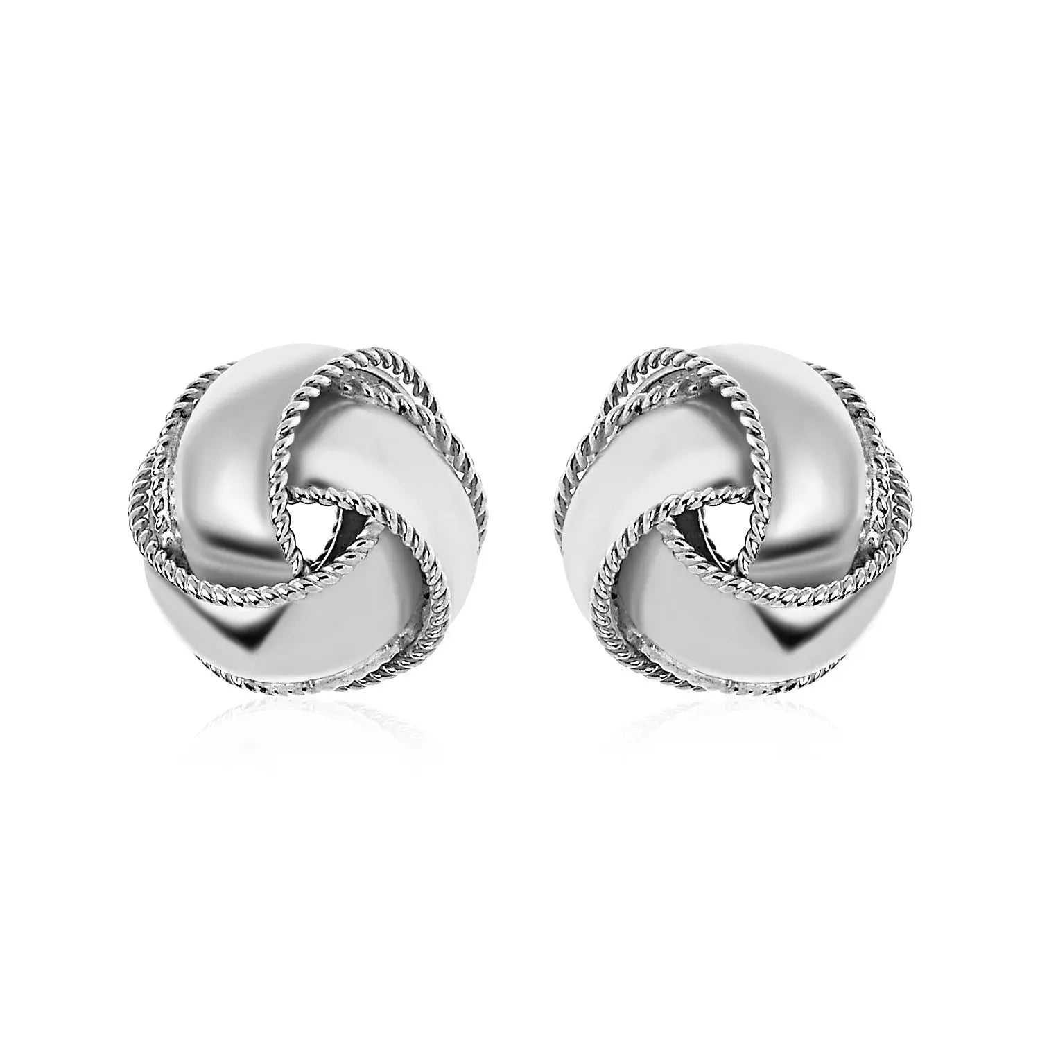 Textured and Polished Love Knot Earrings in Sterling Silver(13mm)