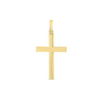 14k Yellow Gold High Polish Ribber Cross Pendant - necklaces