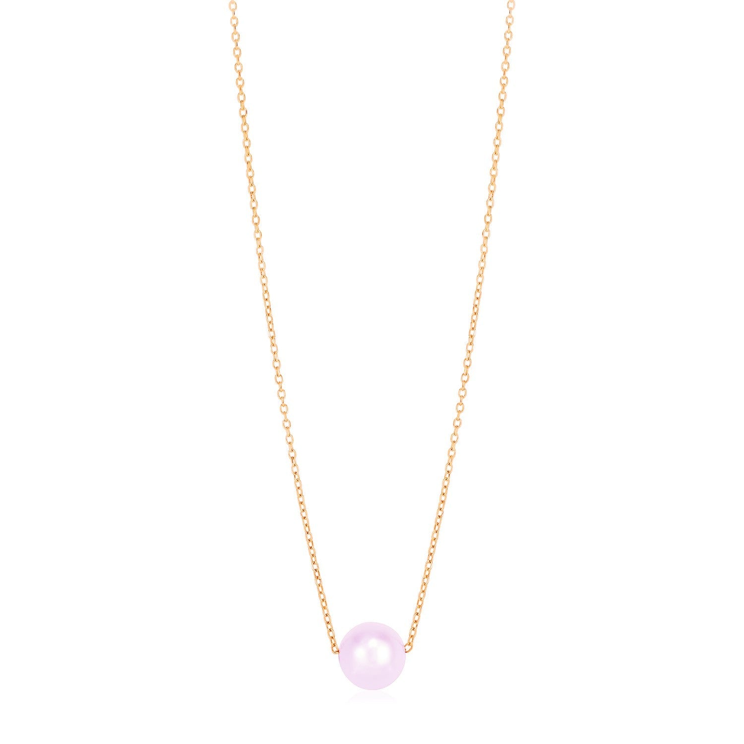 14k Rose Gold Pearl Solitaire Necklace by Avera Group