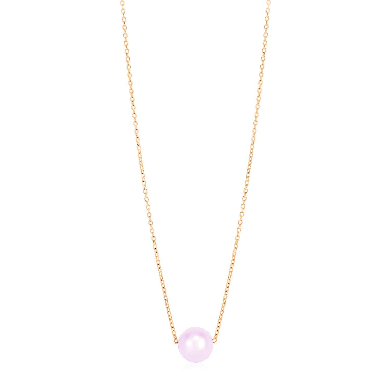 14k Rose Gold Pearl Solitaire Necklace