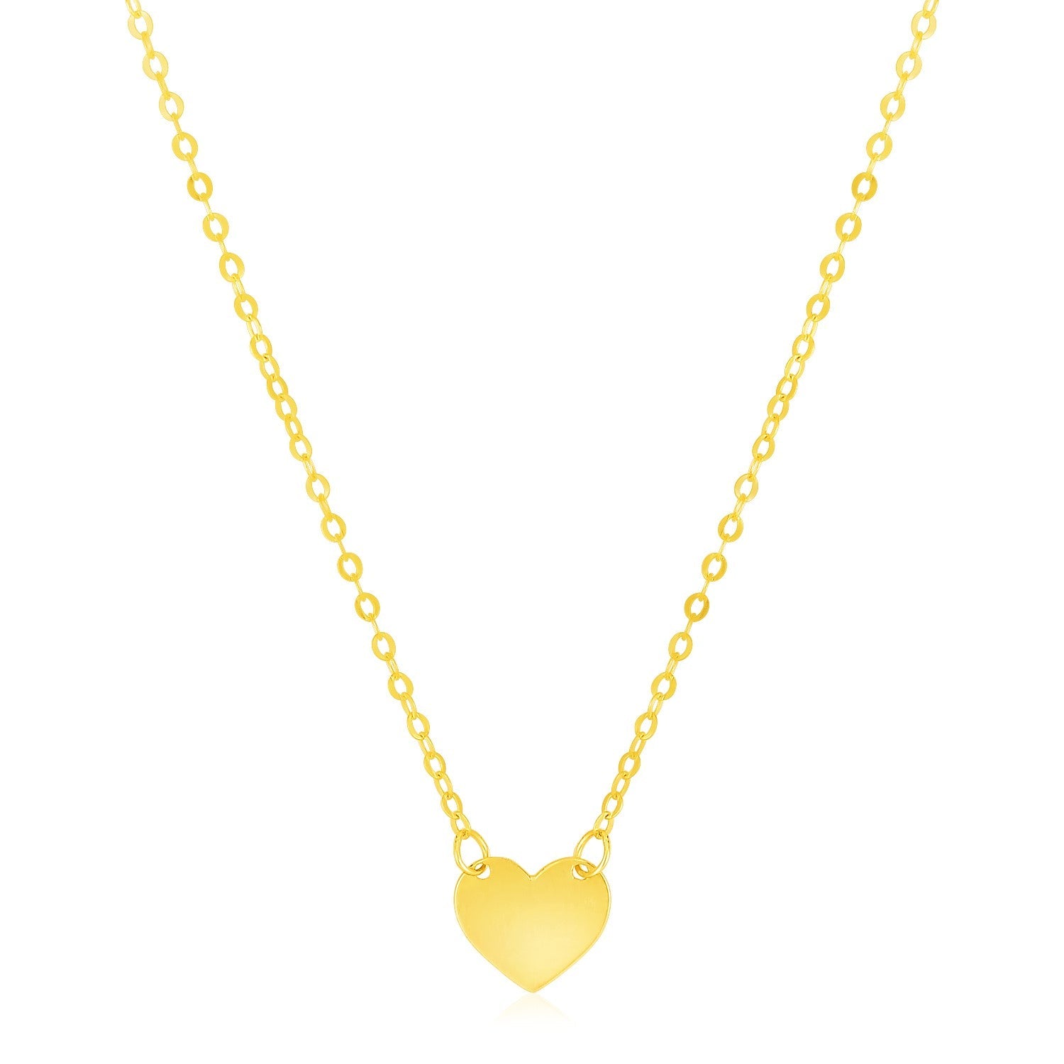 14k Yellow Gold Polished Mini Heart Necklace - necklaces