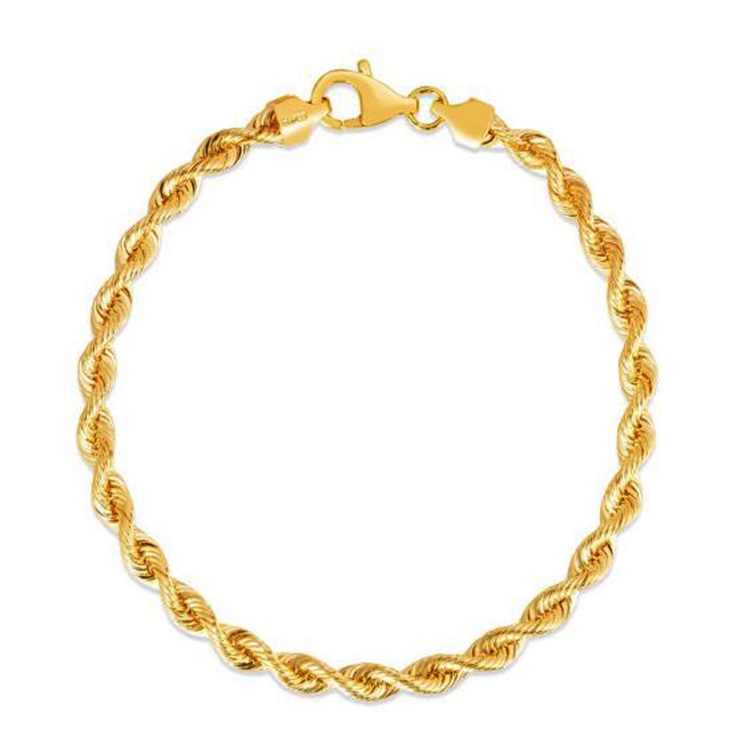Silk Rope Chain Bracelet in 14k Yellow Gold (4.30 mm) by Bids.com
