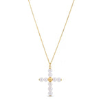 14k Yellow Gold Pearl Cross Pendant