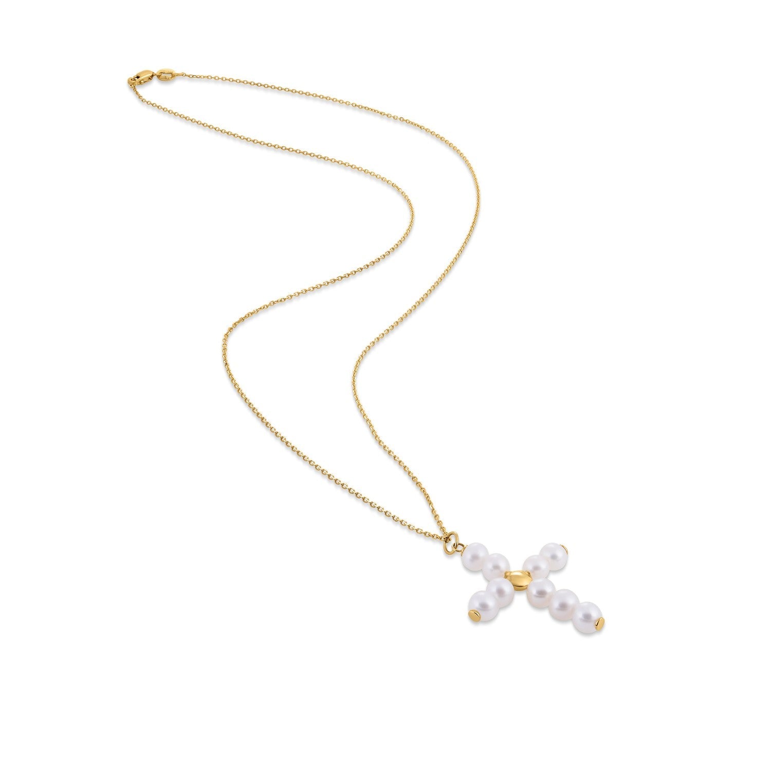 14k Yellow Gold Pearl Cross Pendant by Avera Group