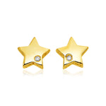 14k Yellow Gold Polished Star Earrings with Diamonds(6.5mm) - accessories