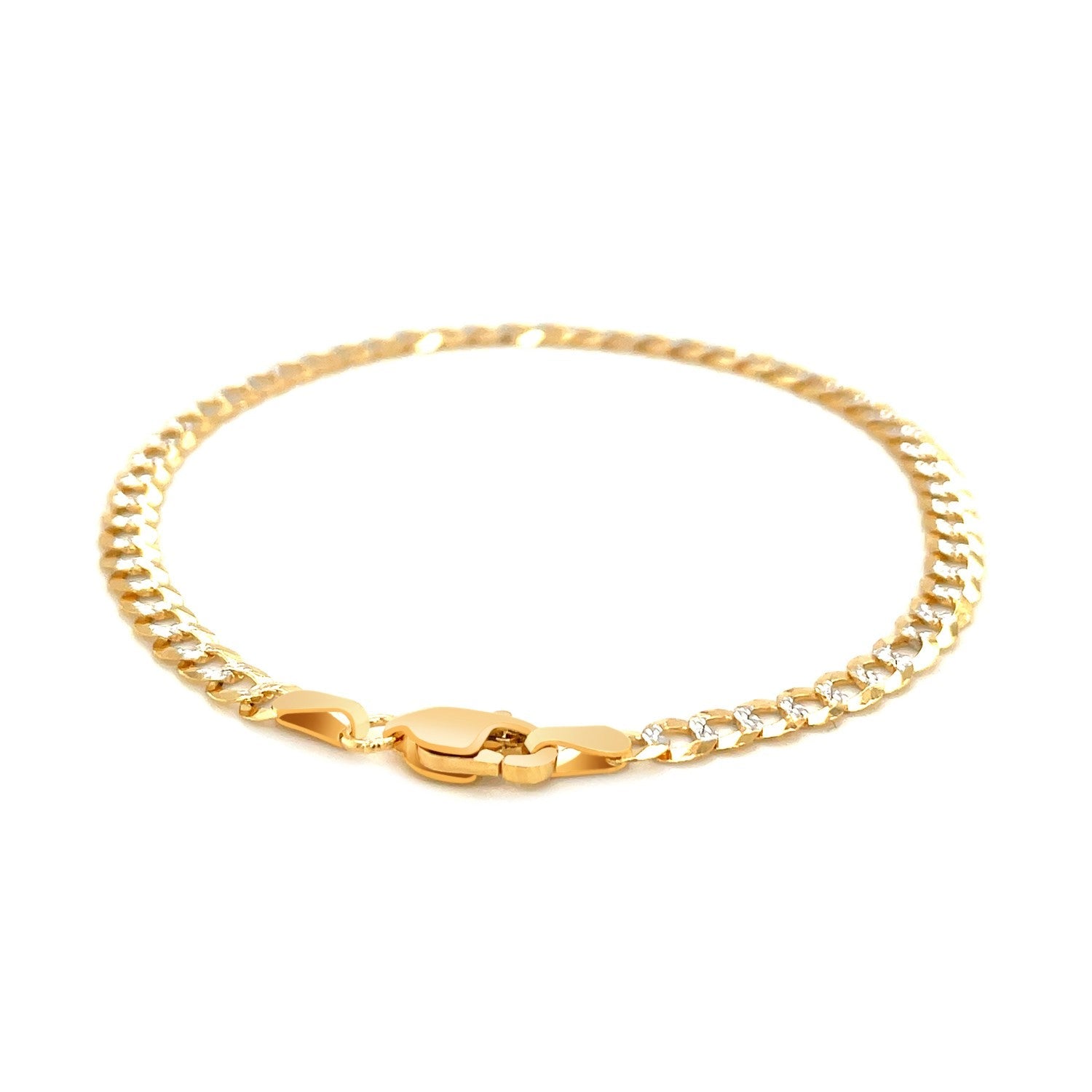 3.6mm 14k Two Tone Gold Pave Curb Bracelet by Bids.com