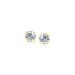 14k Yellow Gold Stud Earrings with White Hue Faceted Cubic Zirconia(3mm) - earrings
