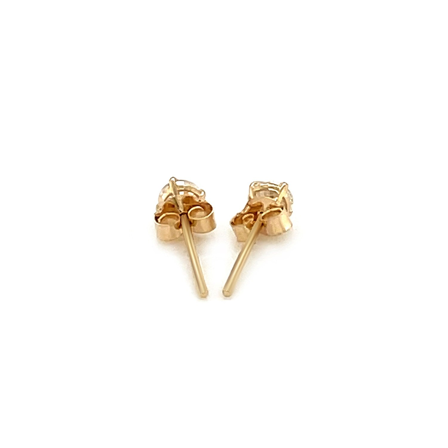 14k Yellow Gold Stud Earrings with White Hue Faceted Cubic Zirconia(3mm) - DestGlow