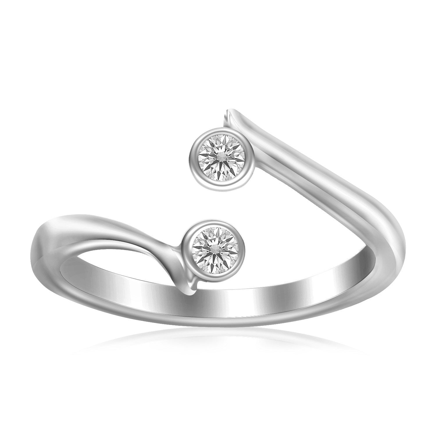 Sterling Silver Rhodium Finished Open Style Cubic Zirconia Accented Toe Ring DestGlow