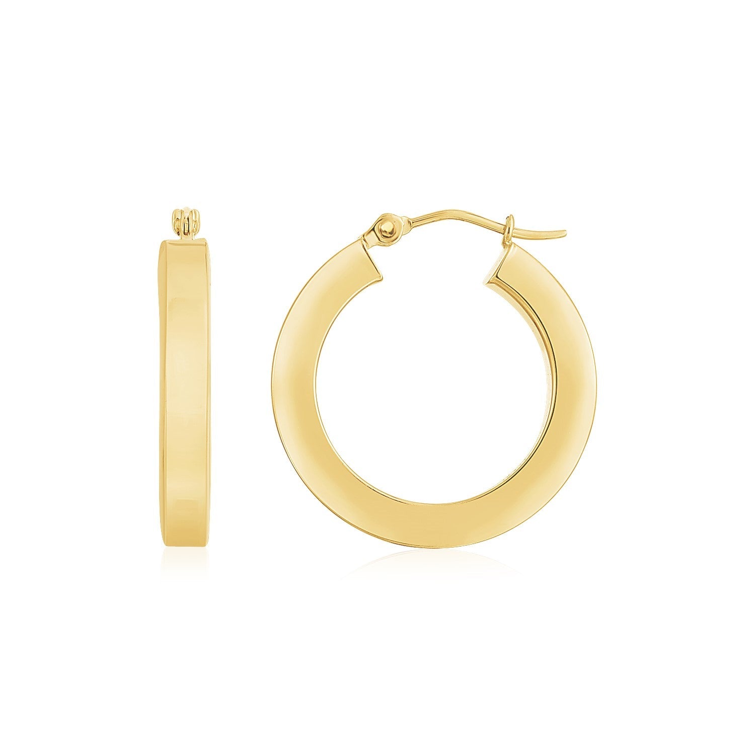 14K Yellow Gold Square Tube Hoop Earrings(3x20mm) - earrings