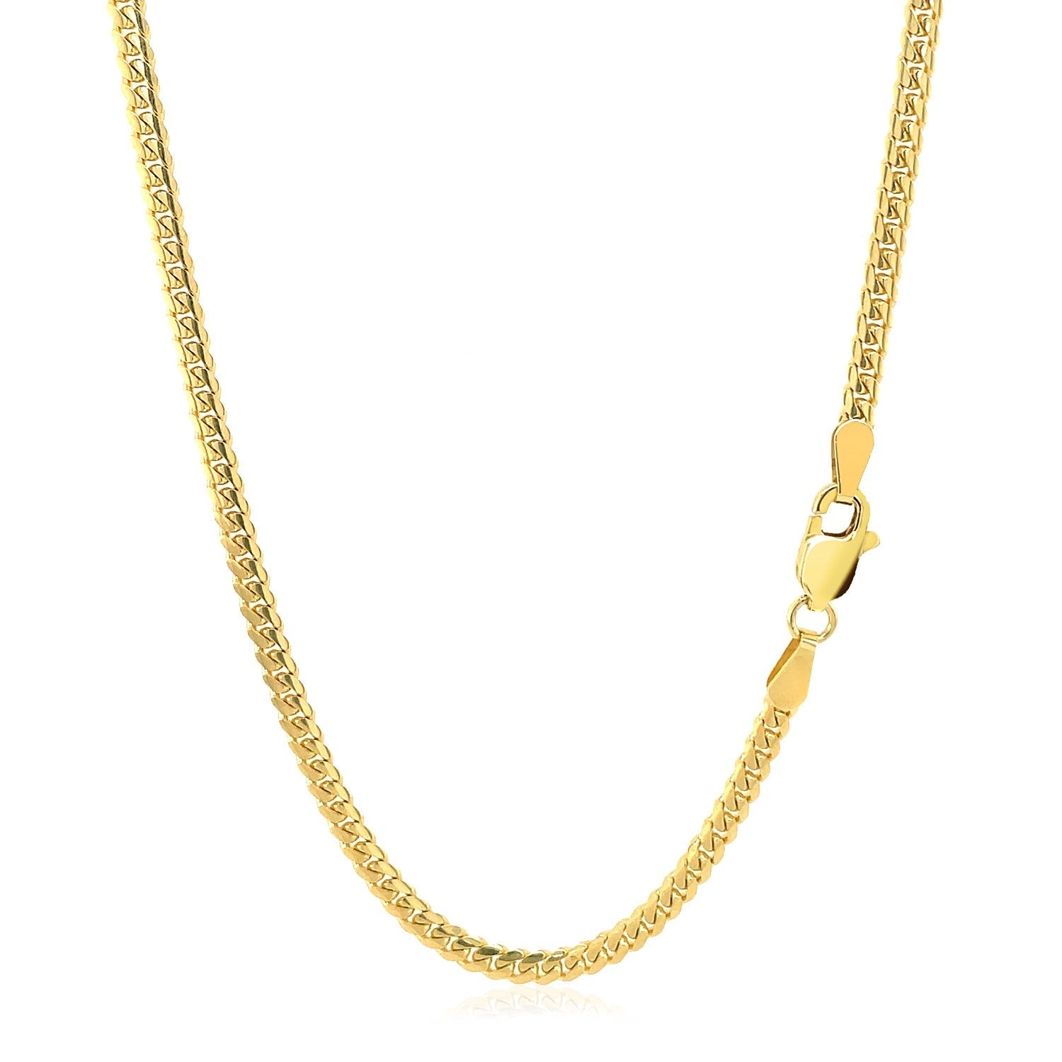 2.6mm 14k Yellow Gold Classic Solid Miami Cuban Chain by Bids.com