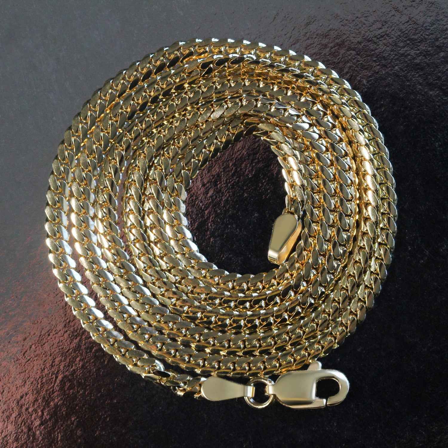 2.6mm 14k Yellow Gold Classic Solid Miami Cuban Chain