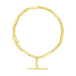 14k Yellow Gold 7 1/5 inch Alternating Oval and Round Chain Bracelet with Toggle