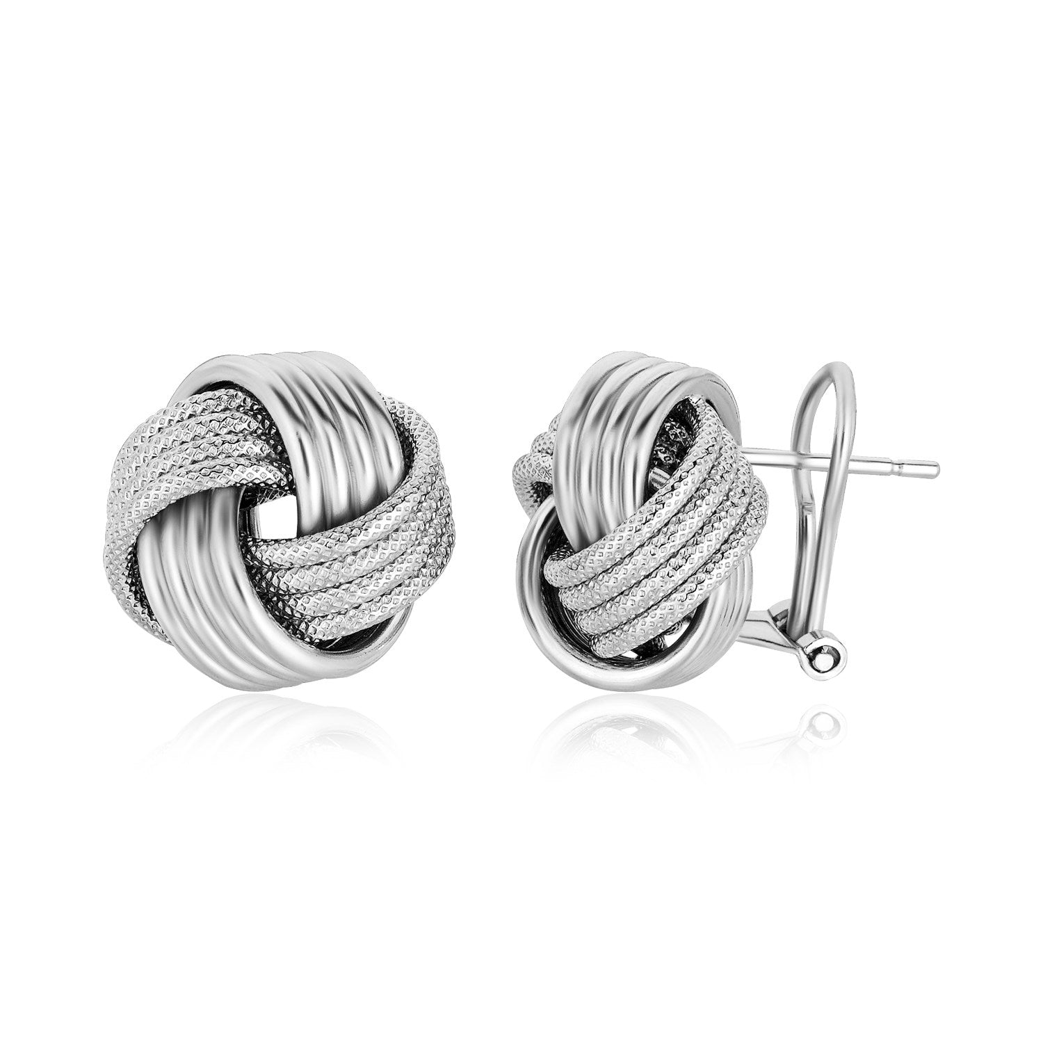 Sterling Silver Groove Textured Love Knot Earrings DestGlow