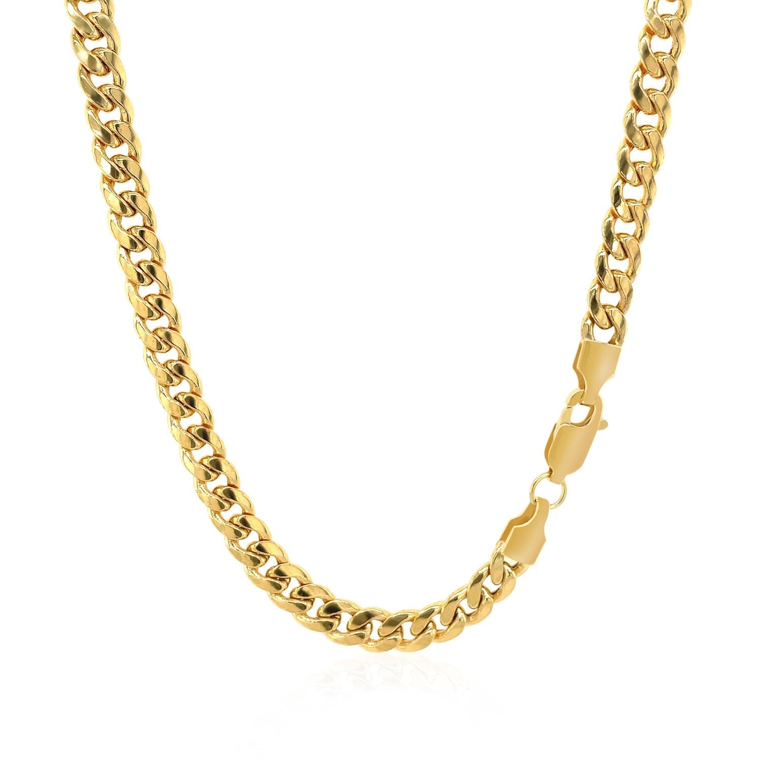 4.5mm 14k Yellow Gold Miami Cuban Semi Solid Chain by Bids.com