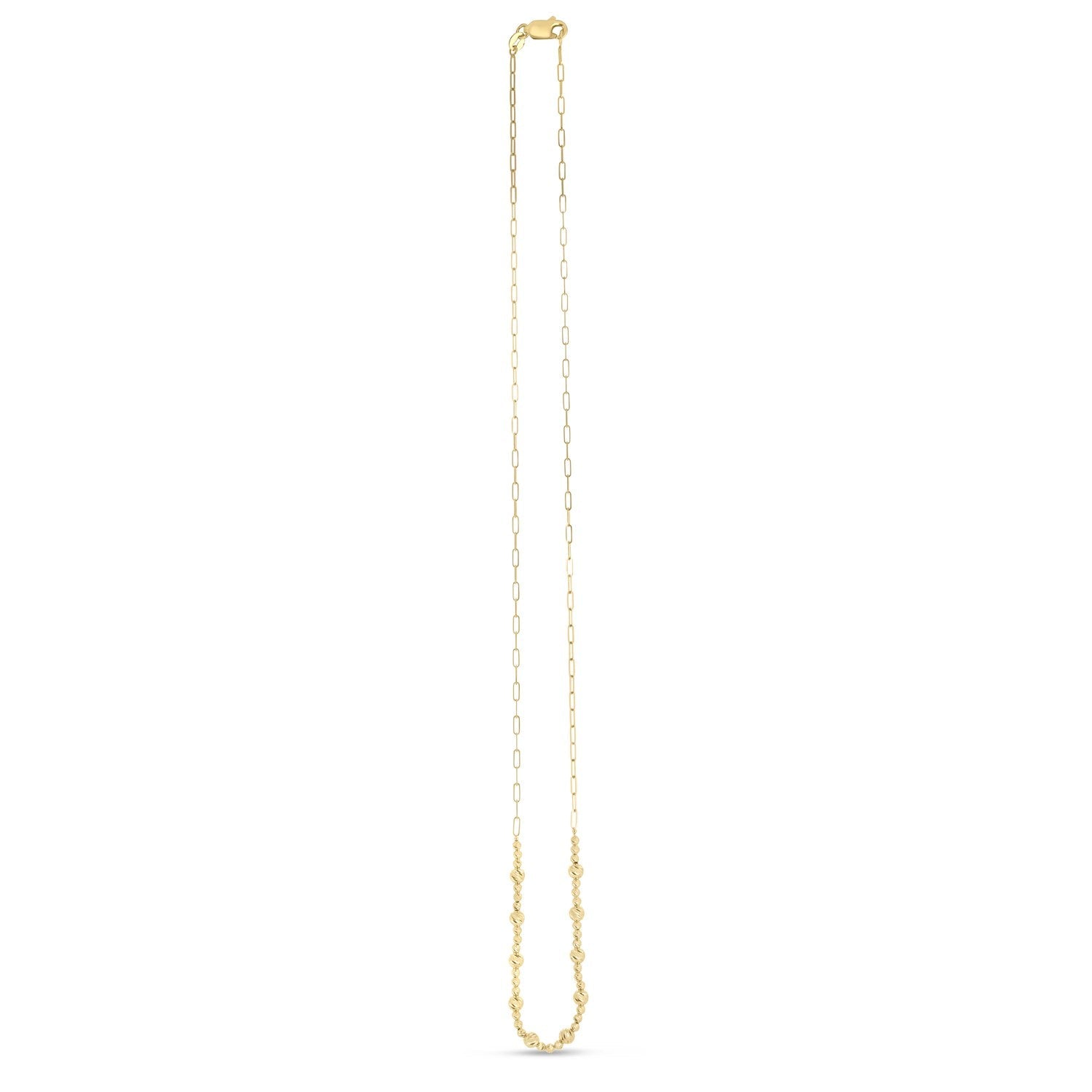 14k Yellow Gold Bead Paperclip Necklace by Avera Group