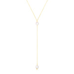 14k Yellow Gold Lariat Necklace with Pearls - necklaces