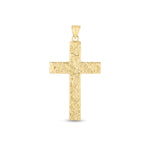 14k Yellow Gold High Polish Textured Cross Pendant - necklaces