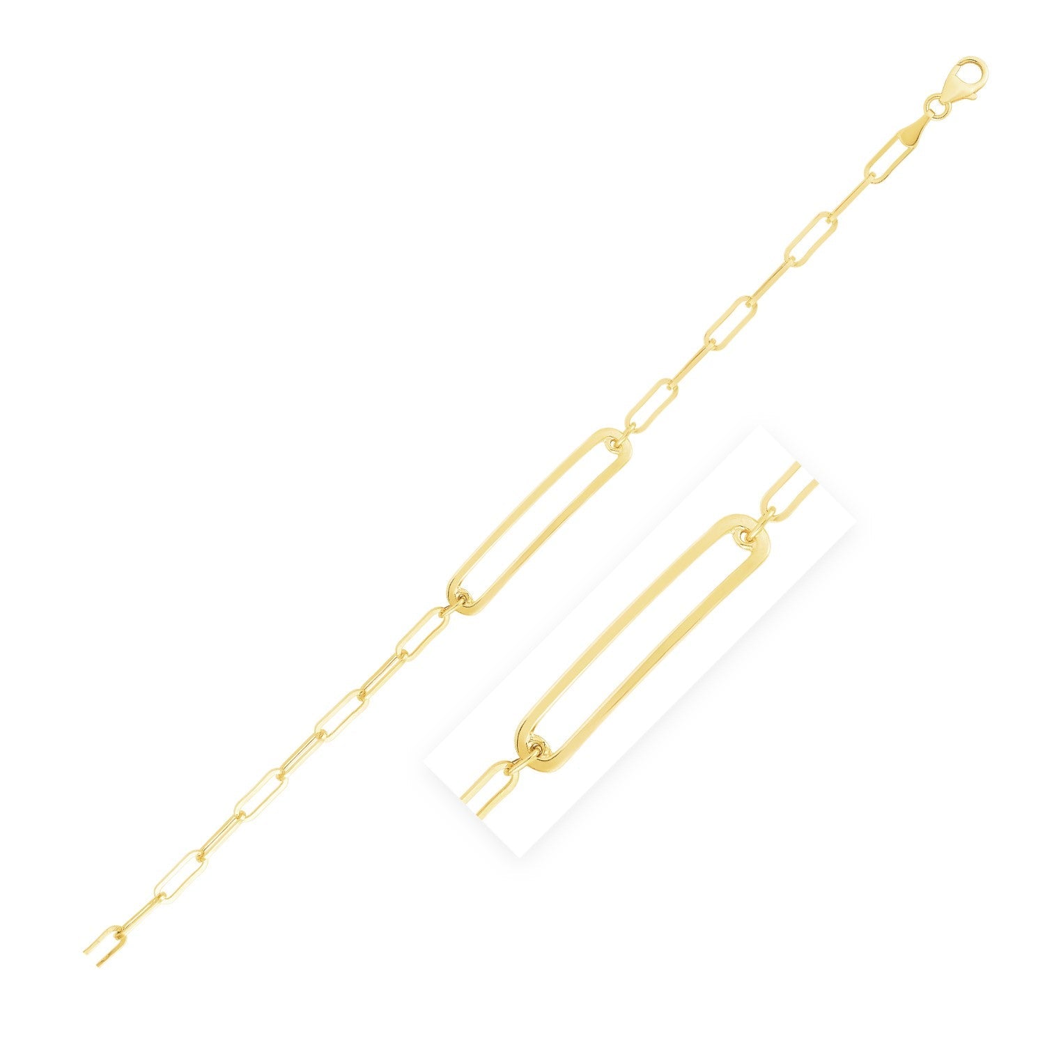 14k Yellow Gold High Polish Open Curved Paperclip Bracelet by Bids.com