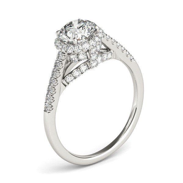 14k White Gold Round Cut Pave Set Shank Diamond Engagement Ring (1 3/8 cttw) by Bids.com