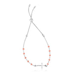 Sterling Silver White and Rose Finish Adjustable Bracelet with Cross - DestGlow