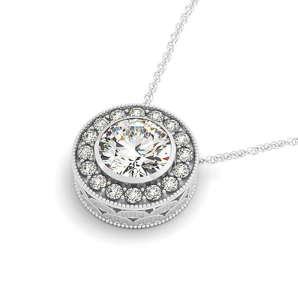 Diamond Halo with Center Bezel in 14k White Gold (5/8 cttw) by Bids.com