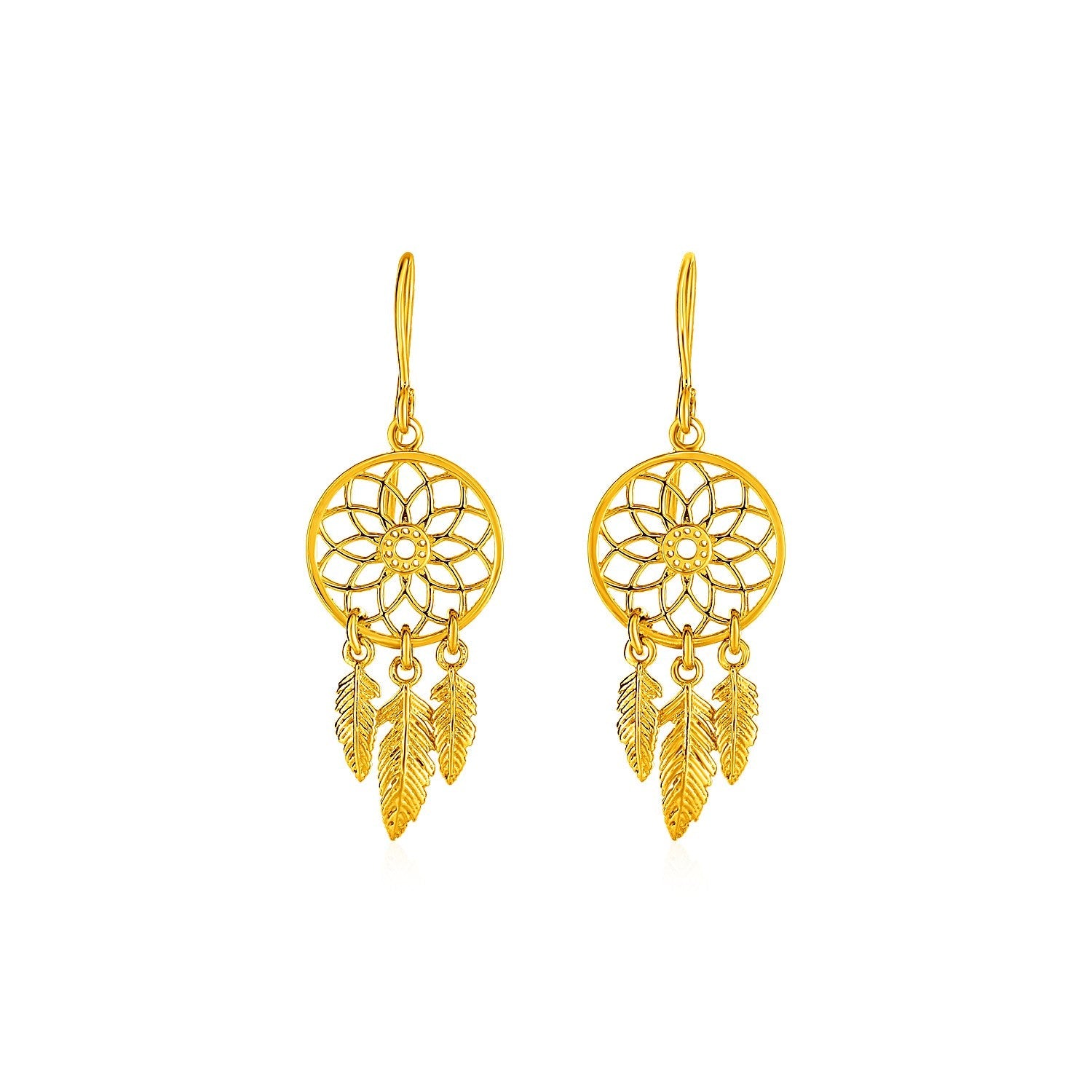 Dream Catcher Earrings in 14k Yellow Gold - DestGlow