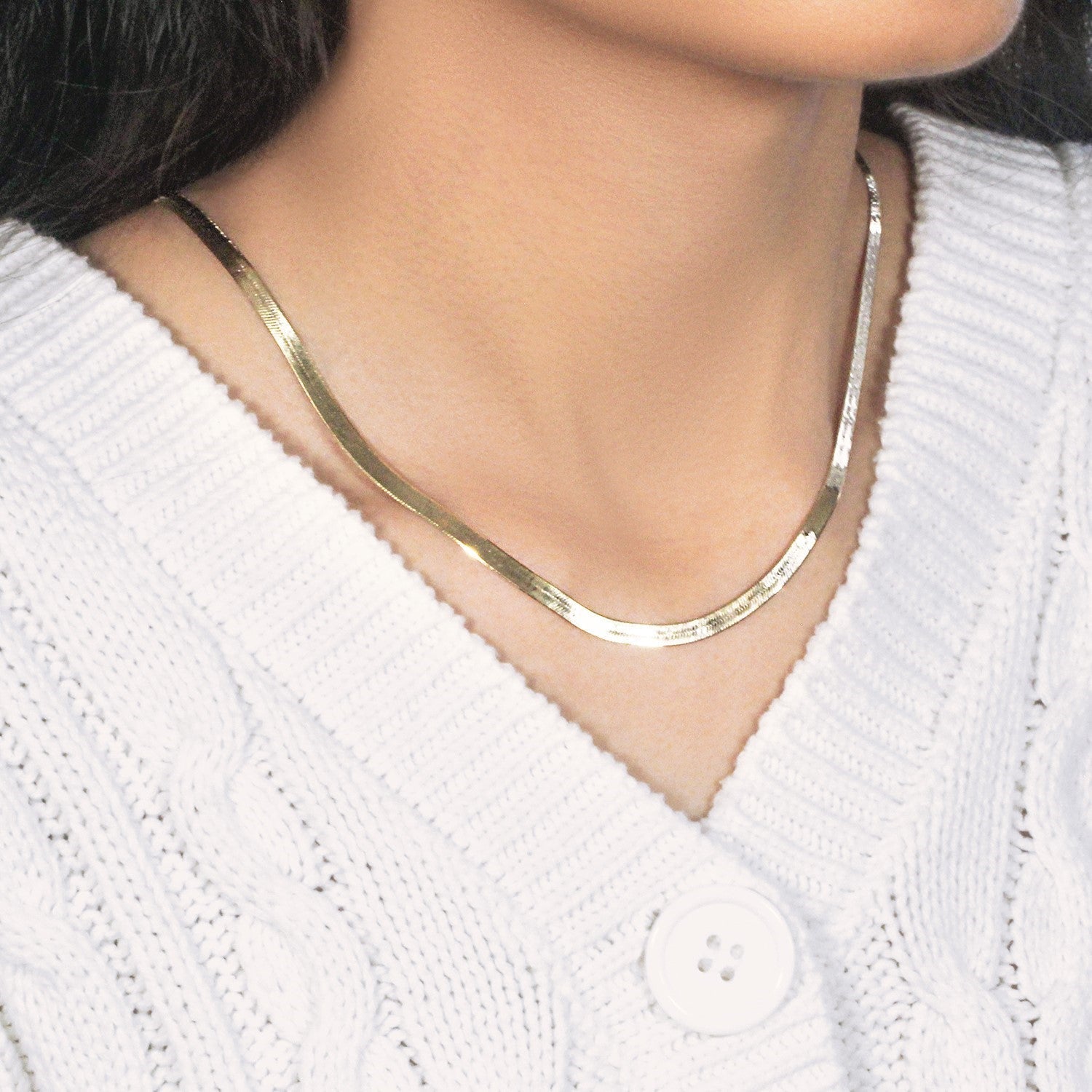Imperial Herringbone Chain in 10k Yellow Gold (3.80 mm) DestGlow