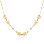 14k Yellow Gold 18 inch Necklace with Polished Butterflies and Beads