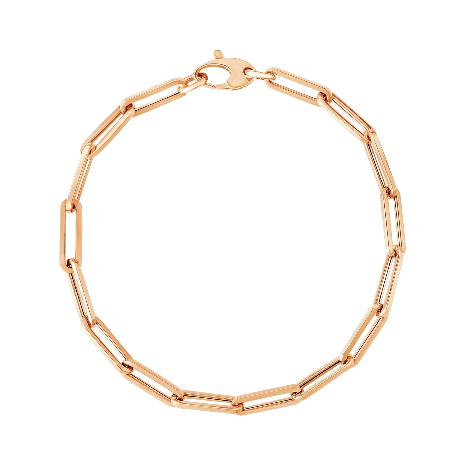 14K Rose Gold Bold Paperclip Chain Bracelet DestGlow