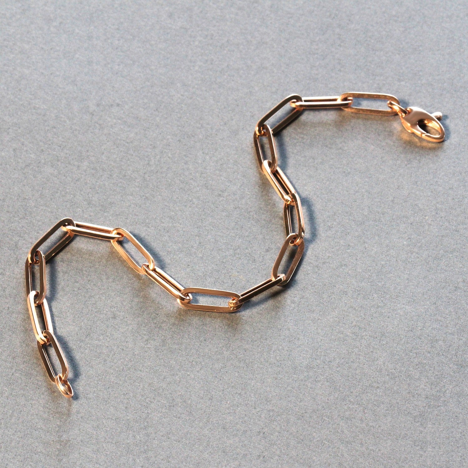 14K Rose Gold Bold Paperclip Chain Bracelet - DestGlow