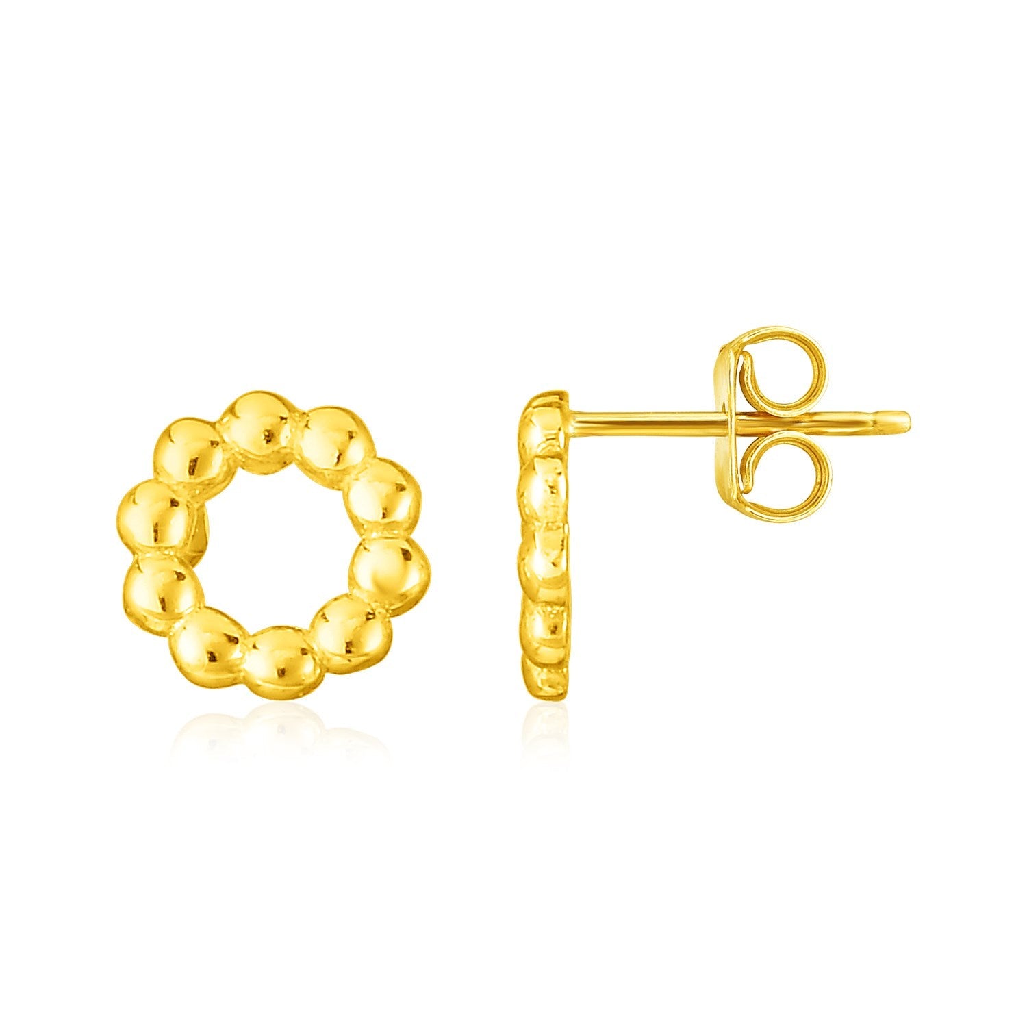 14K Yellow Gold Beaded Circle Earrings DestGlow