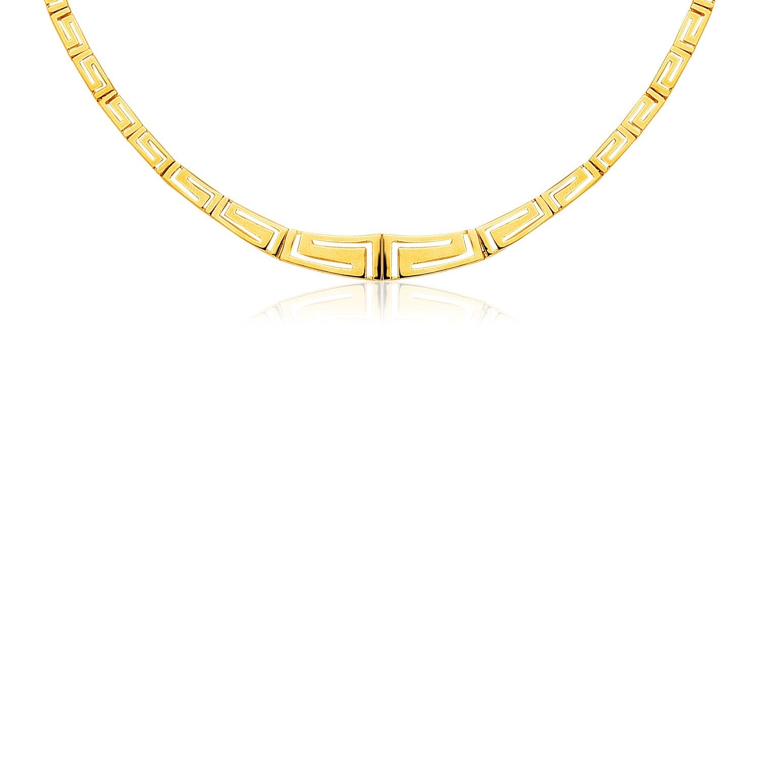 14K Yellow Gold Necklace with Graduated Greek Meander Motif Links by Bids.com