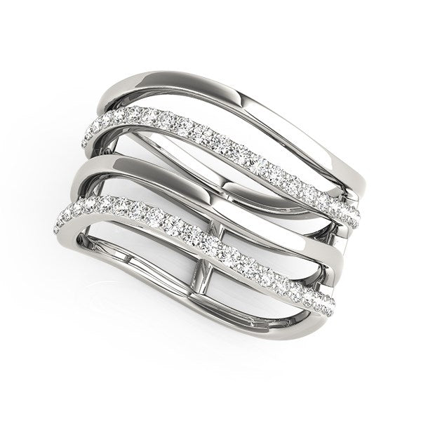 14k White Gold Multiple Band Design Ring with Diamonds (3/8 cttw) by Bids.com