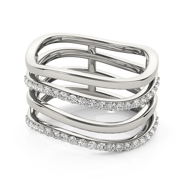 14k White Gold Multiple Band Design Ring with Diamonds (3/8 cttw) by Bids.com