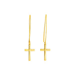 14k Yellow Gold Dangle Cross Earrings - earrings