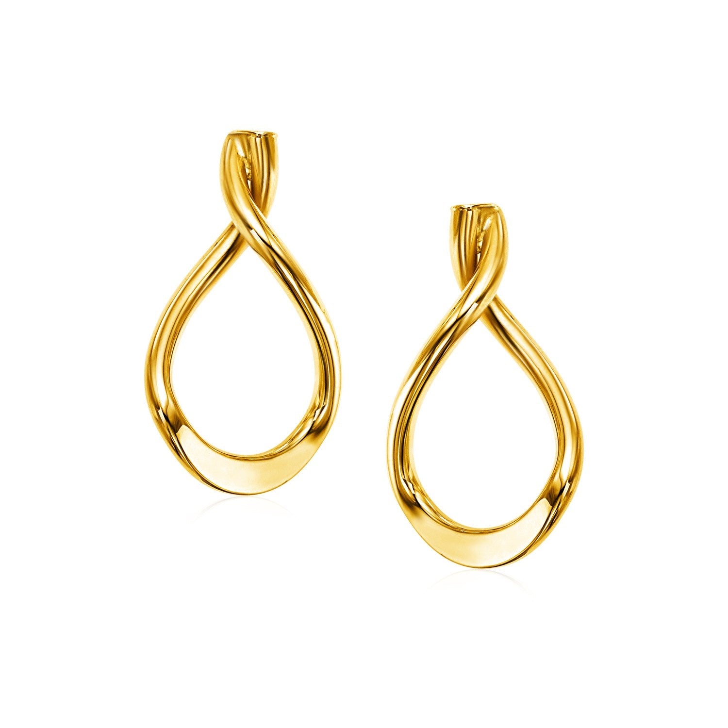 14k Yellow Gold Polished Tear Drop Earrings - earrings