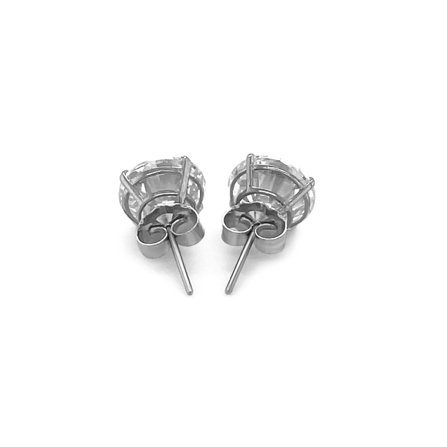14k White Gold Round CZ Stud Earrings(8mm) - DestGlow