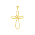 14k Yellow Gold Looped Knot Style Cross Pendant - necklaces