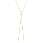 14k Yellow Gold Adjustable Heart Style Lariat Necklace
