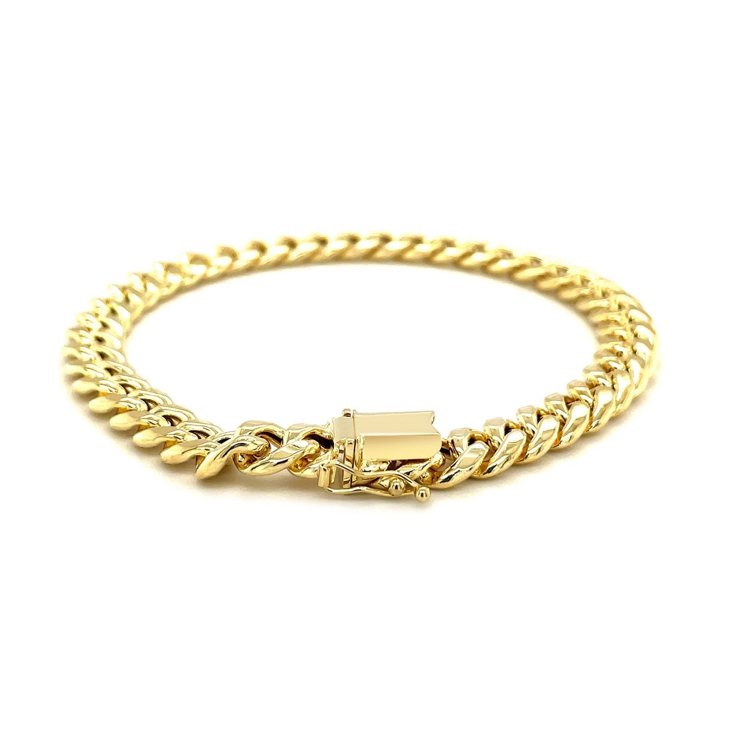10k Yellow Gold Semi Solid Miami Cuban Bracelet (7.20 mm) by Bids.com