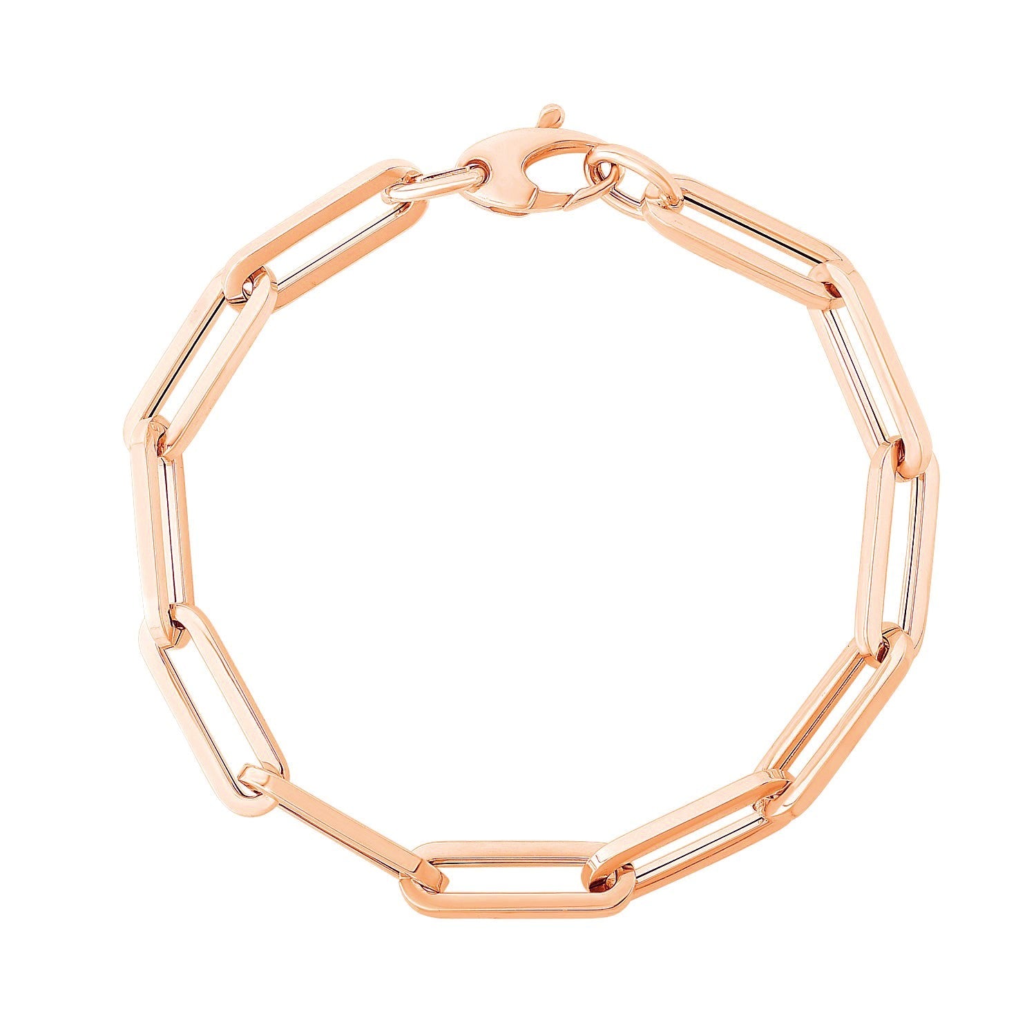 14K Rose Gold Extra Wide Paperclip Chain Bracelet by Bids.com