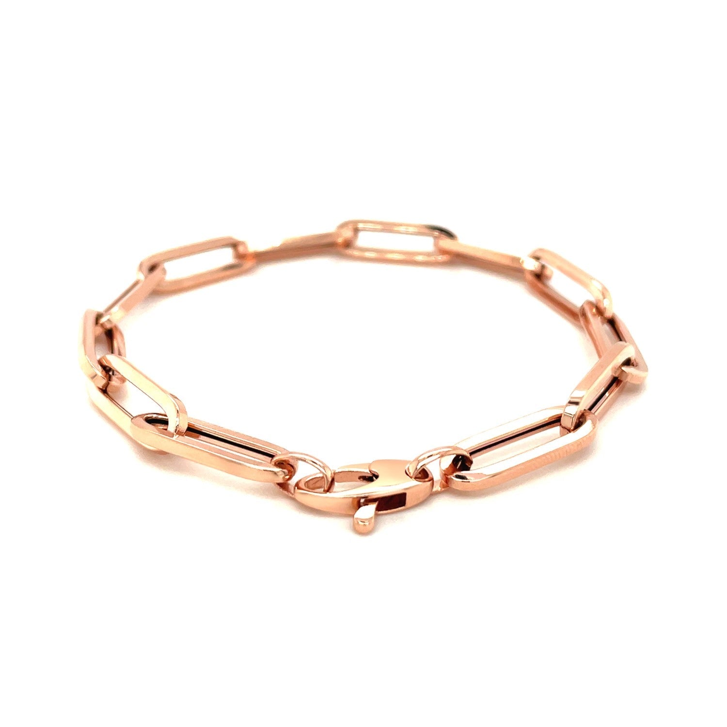 14K Rose Gold Extra Wide Paperclip Chain Bracelet by Bids.com