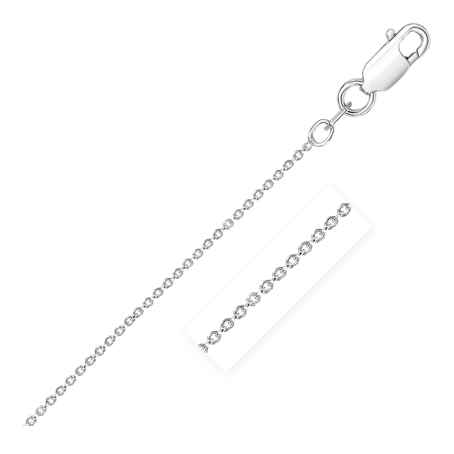 Sterling Silver Rhodium Plated Round Cable Chain 2.6 mm by Avera Group