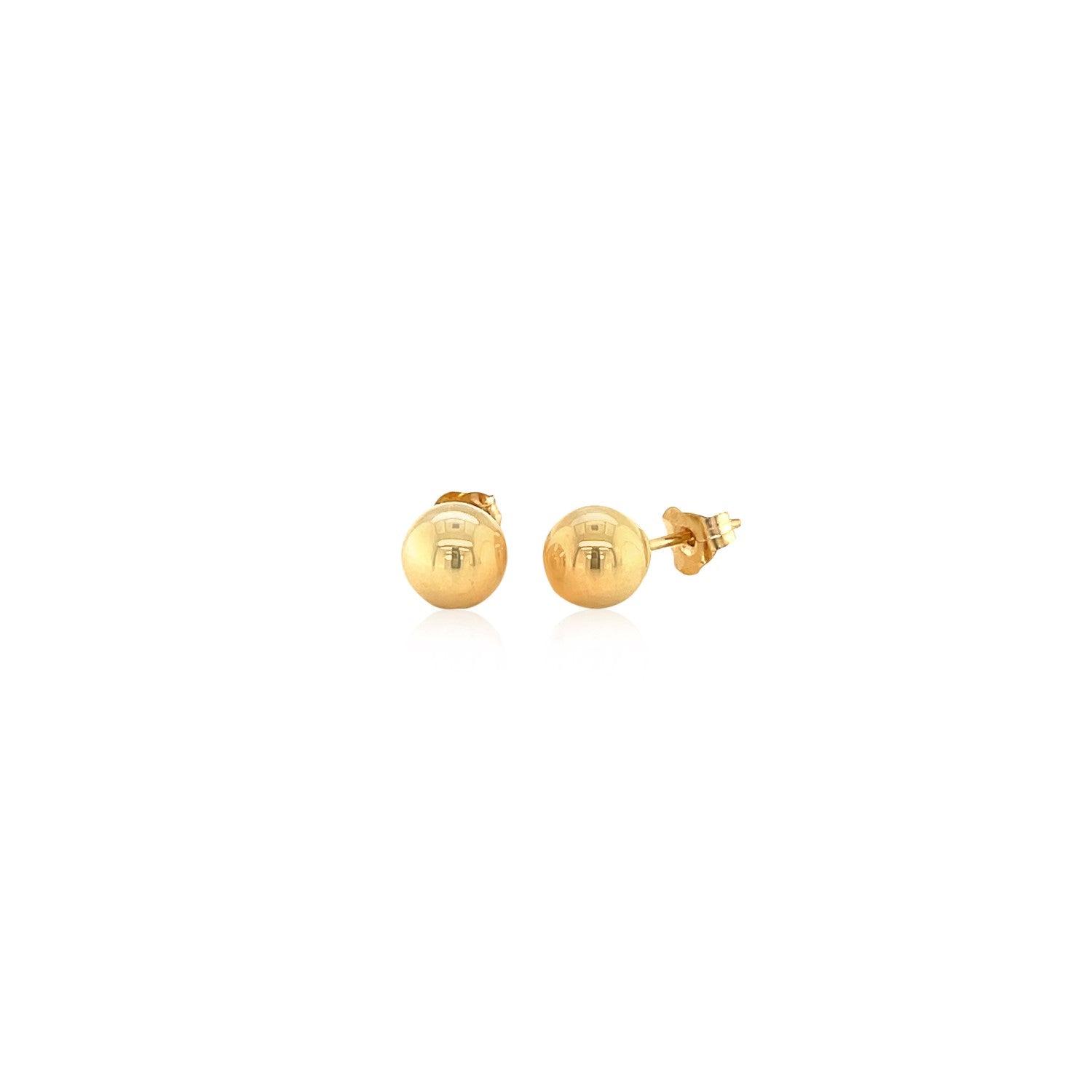 14k Yellow Gold Round Stud Earrings (6.0 mm) - DestGlow