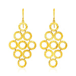 14k Yellow Gold Earrings with Textured Open Circle Motifs - accessories