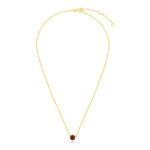 14k Yellow Gold 17 inch Necklace with Round Garnet - necklaces