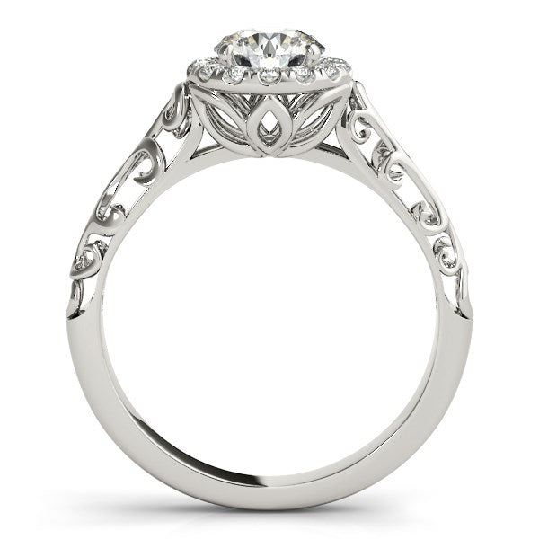 14k White Gold Halo Antique Style Round Diamond Engagement Ring (5/8 cttw) by Bids.com