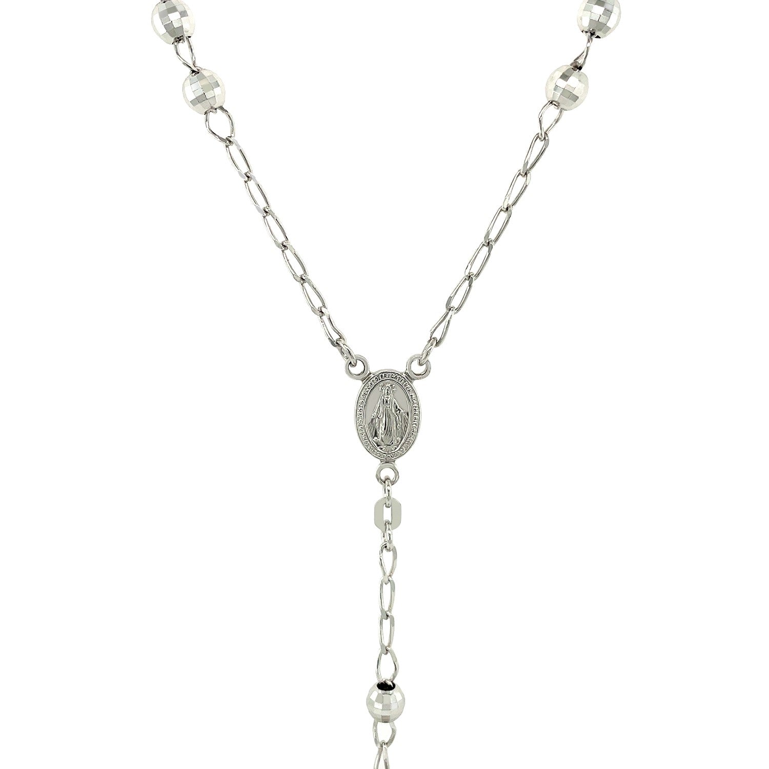 Rosary Chain and Large Bead Necklace in Sterling Silver - DestGlow